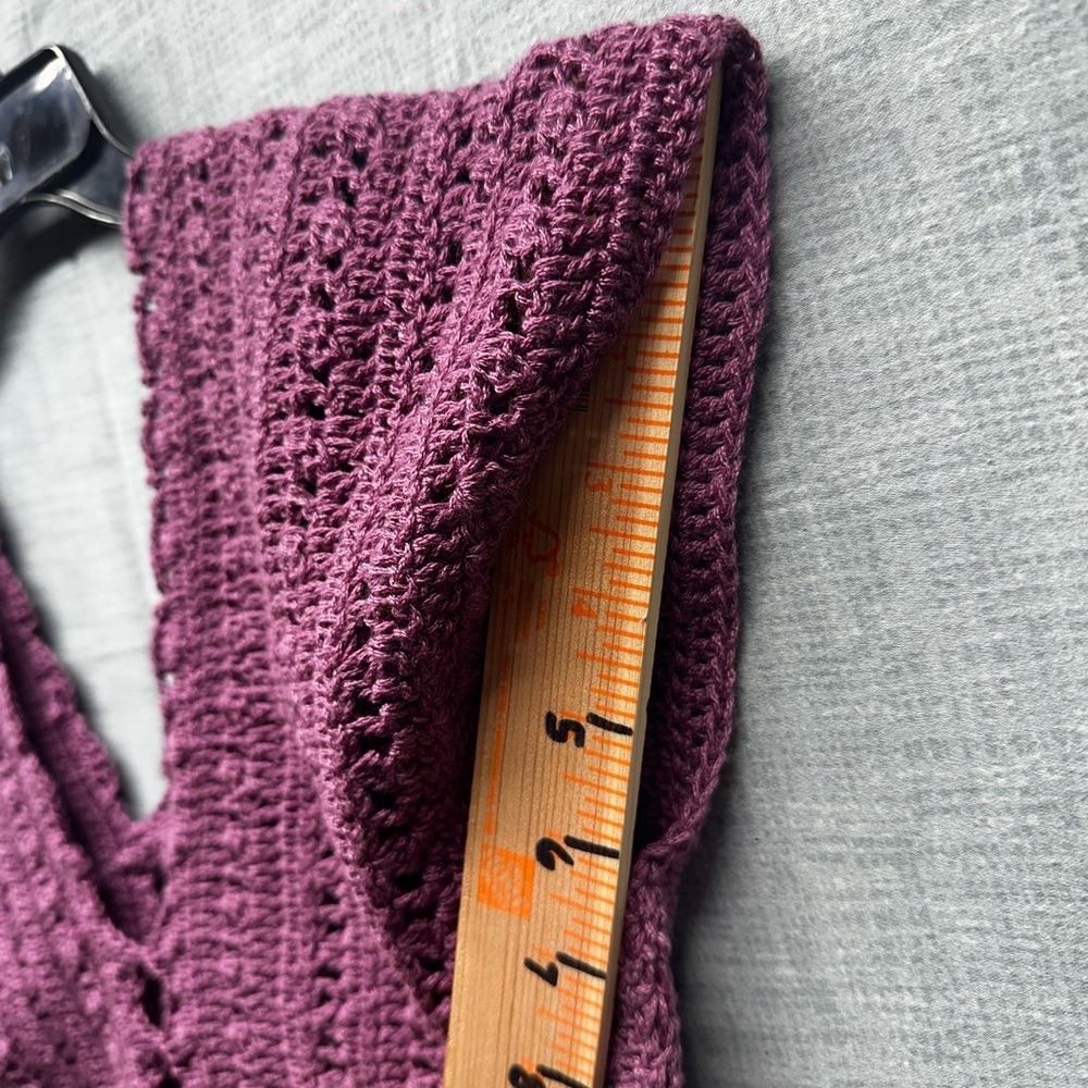 Hand crochet vest purple V Neck open center lace Small no tag Vintage 80’s - Picture 10 of 10